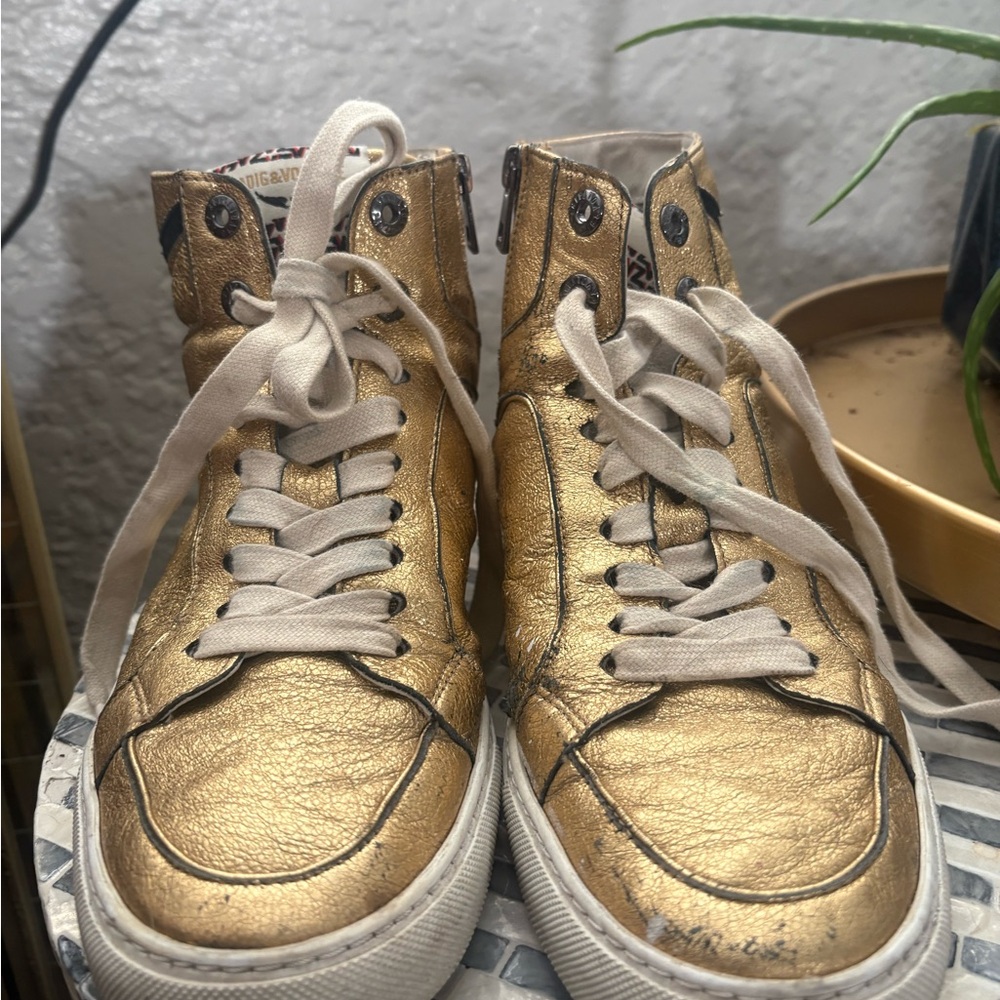 Zadig & Voltaire Gold High Flash Sneakers‎ size 39 - Picture 2 of 16